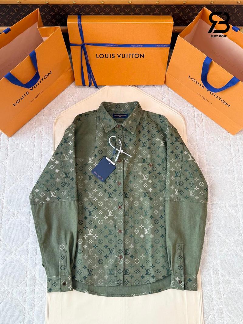 Áo Sơ Mi LV Monogram Workwear Overshirt 1AJC48 Forest Night chất lượng tốt.