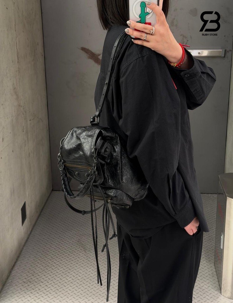 Balo Balenciaga Le City Backpack Mini chất liệu da cừu đen cao cấp