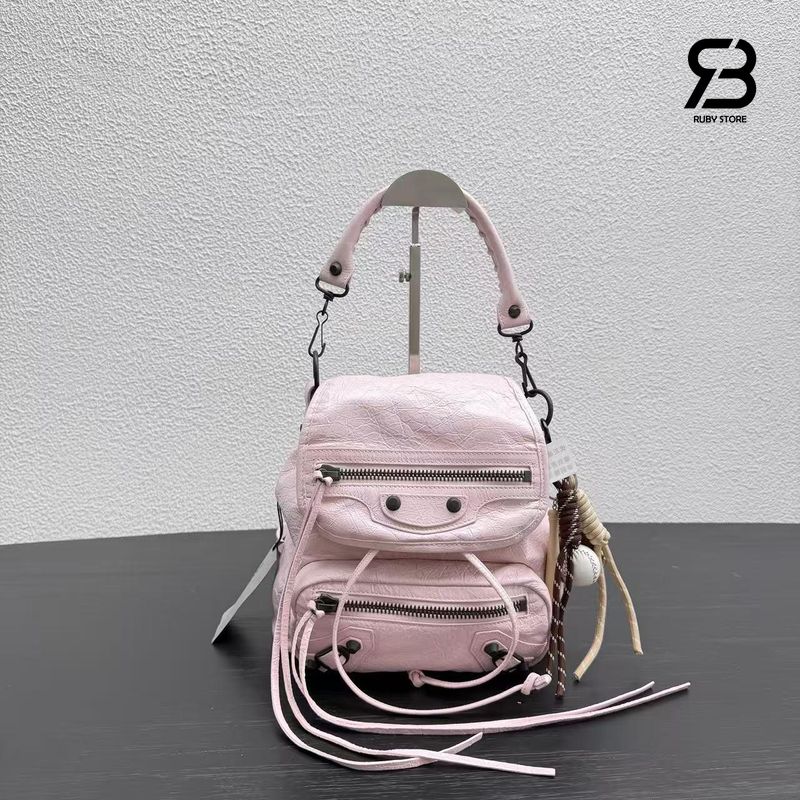 Balo Balenciaga Le City Backpack Mini màu hồng nhạt chất da cừu