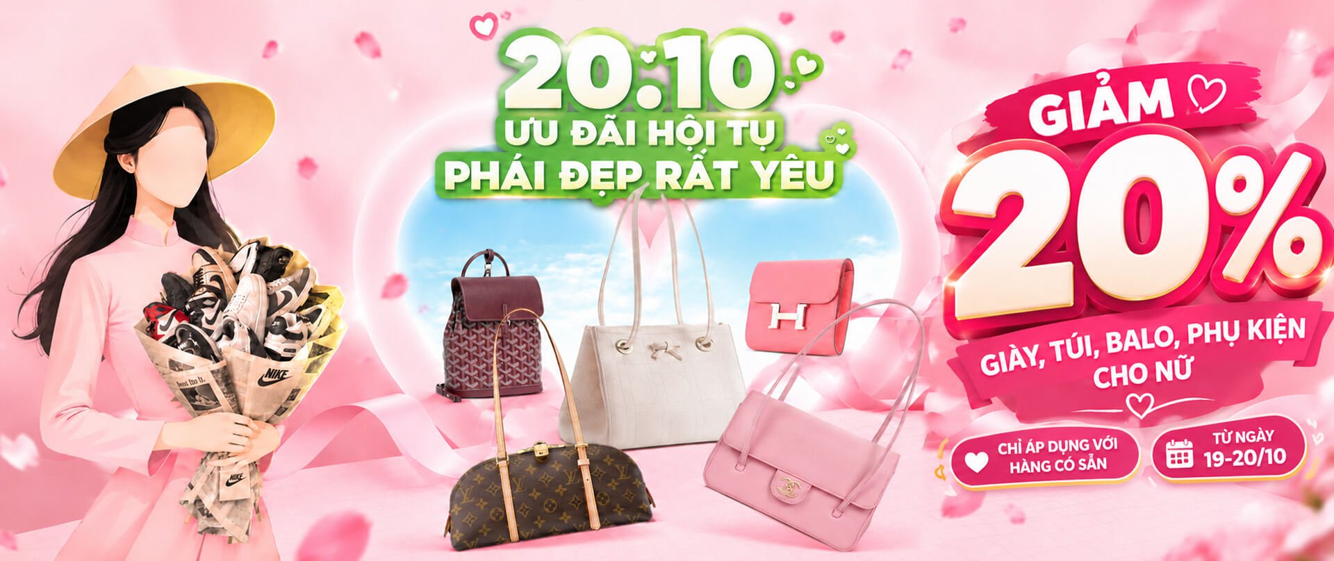 Banner khuyến mãi ngày phụ nữ Việt Nam 20/10