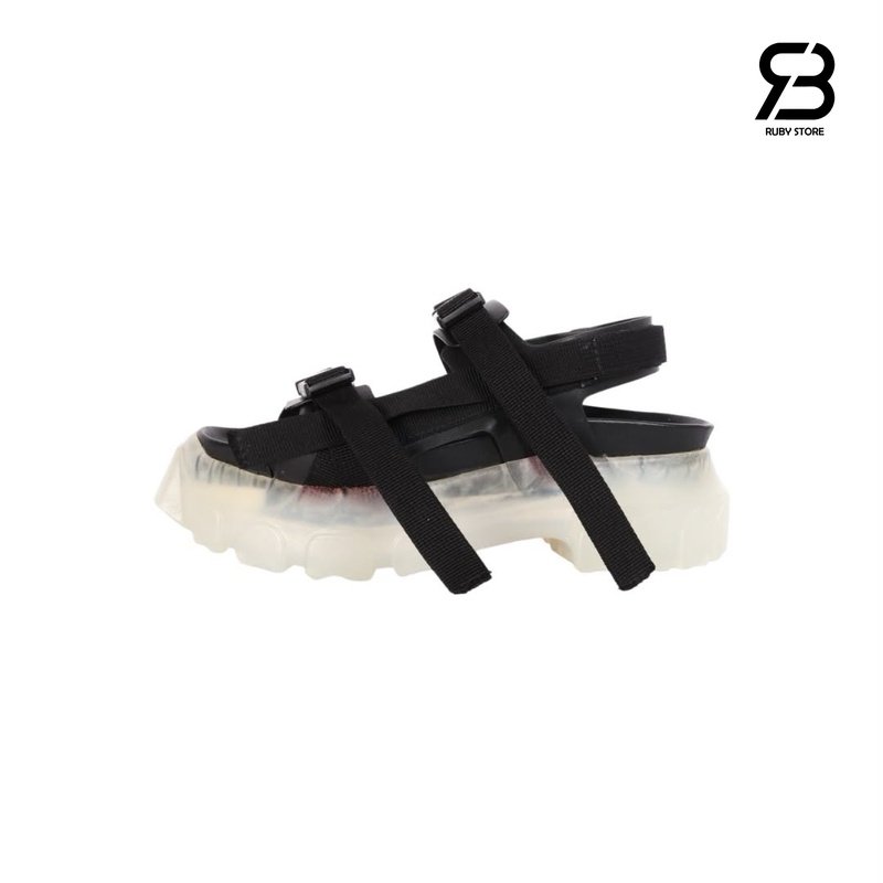 Dép Rick Owens Tractor Webbing Trimmed Leather Sandals Black 7CM chất lượng tốt