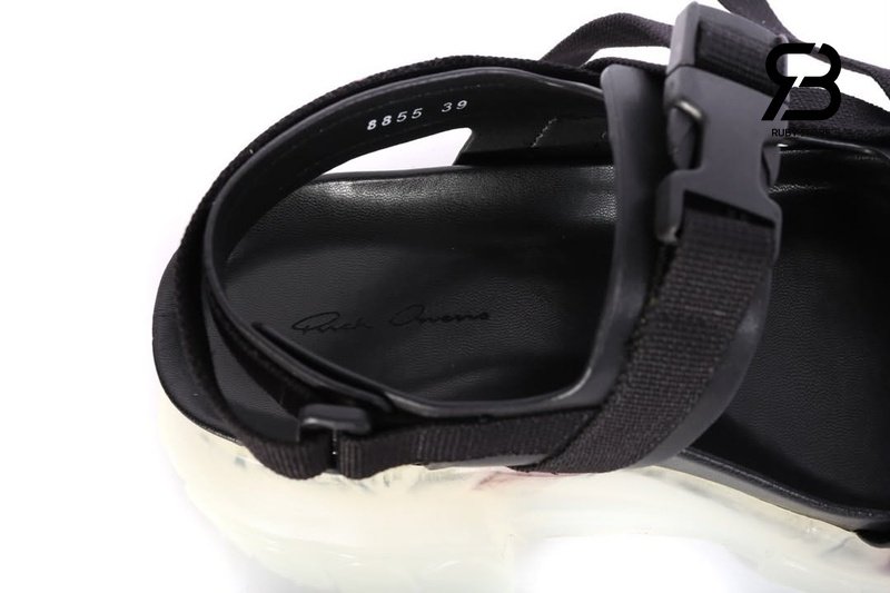 Dép Rick Owens Tractor Webbing Trimmed Leather Sandals Black 7CM chất lượng tốt nhất