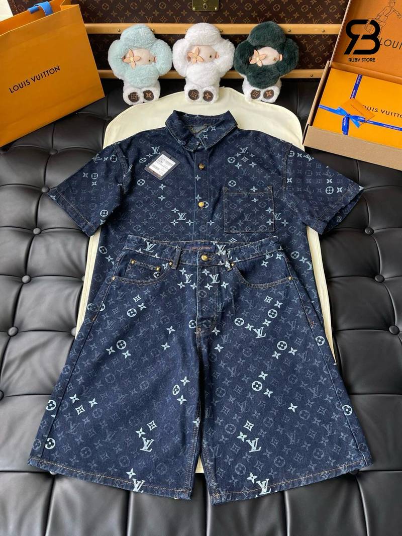 Full Bộ LV Shirts and Shorts Monogram Denim chất lượng tốt nhất