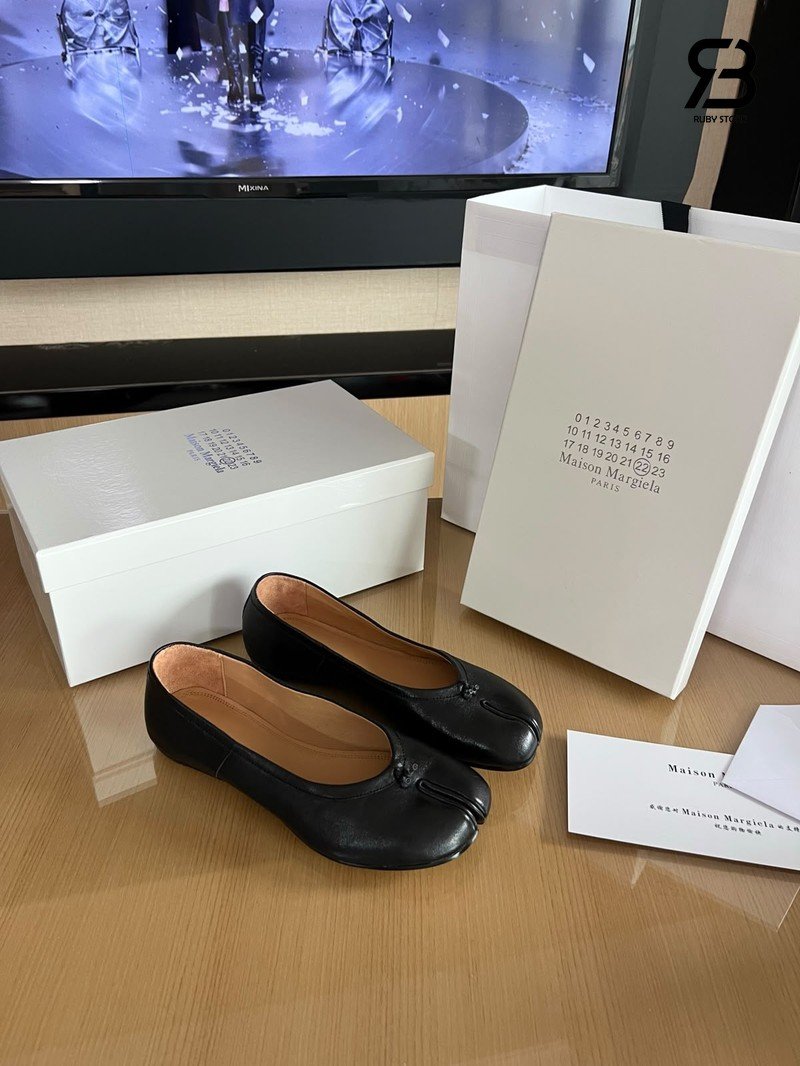 Giày Maison Margiela Black Tabi Ballerina da bê chất lượng tốt