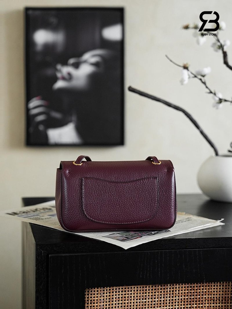 Túi Chanel 26FW Mini Flap Bag Burgundy Grained Calfskin Best Pháp chi tiết 5