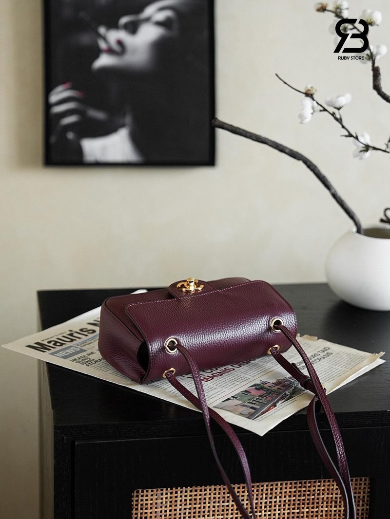 Túi Chanel 26FW Mini Flap Bag Burgundy Grained Calfskin Best Pháp chi tiết