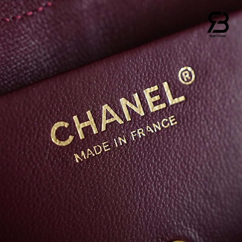 Túi Chanel 26FW Mini Flap Bag Burgundy Grained Calfskin Best Pháp