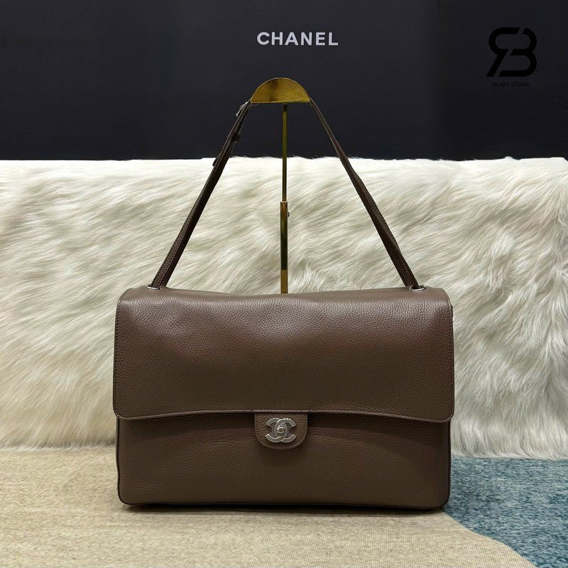 Túi Chanel Maxi Flap Bag Etoupe Grey Màu Xám 38CM Best Pháp