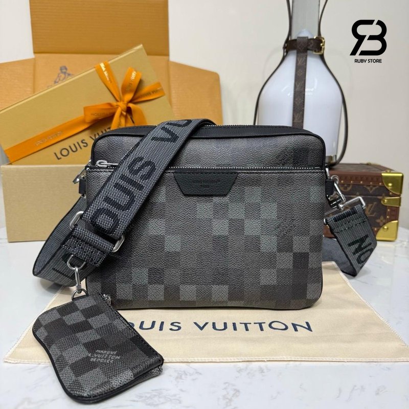 Túi LV Trio Messenger Bag M28602 Black Damoflage canvas sang trọng