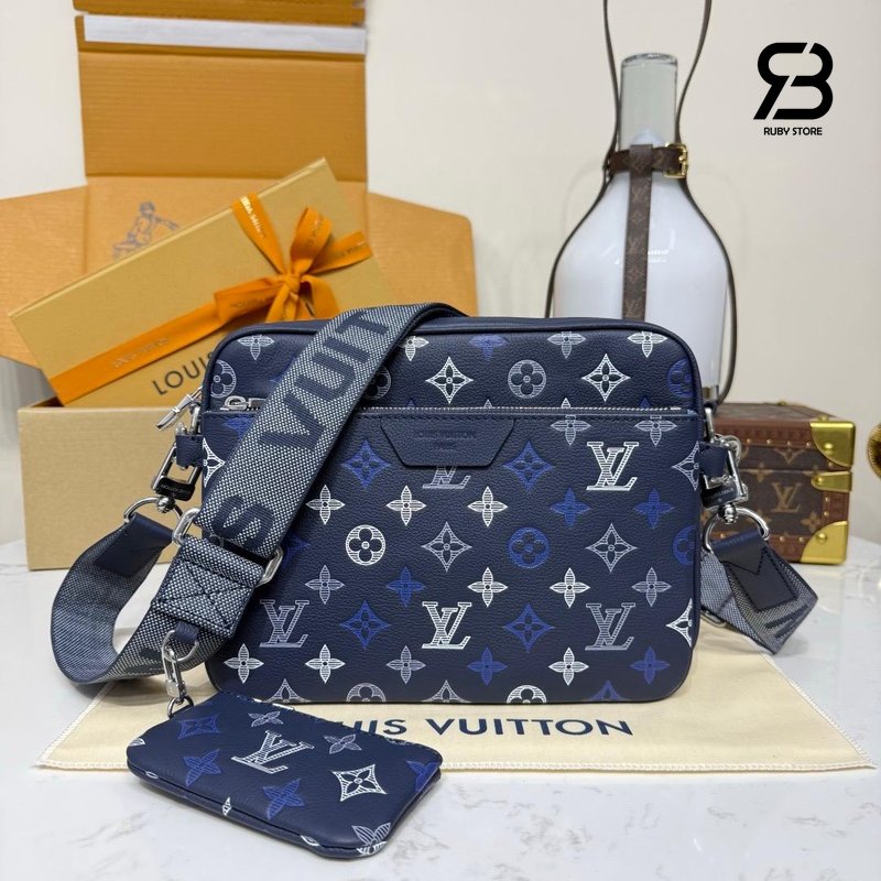 Túi LV Trio Messenger Bag M28618 Monogram Shadow Navy Blue chính hãng