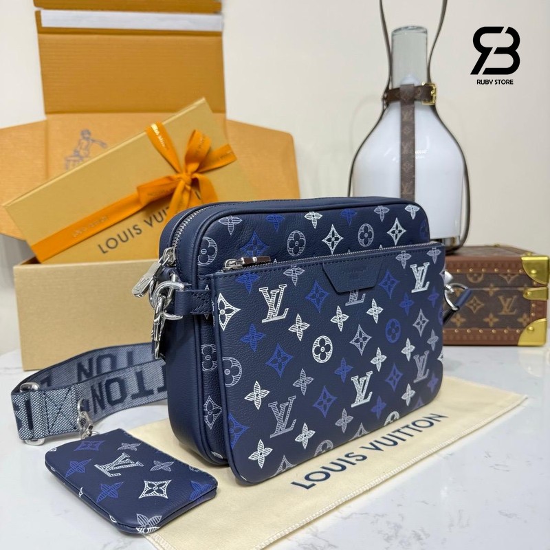 Túi LV Trio Messenger Bag M28618 Monogram Shadow Navy Blue Best Pháp sang trọng