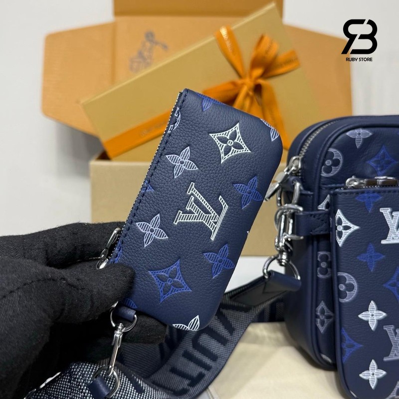 Túi LV Trio Messenger Bag M28618 Monogram Shadow Navy Blue chính hãng