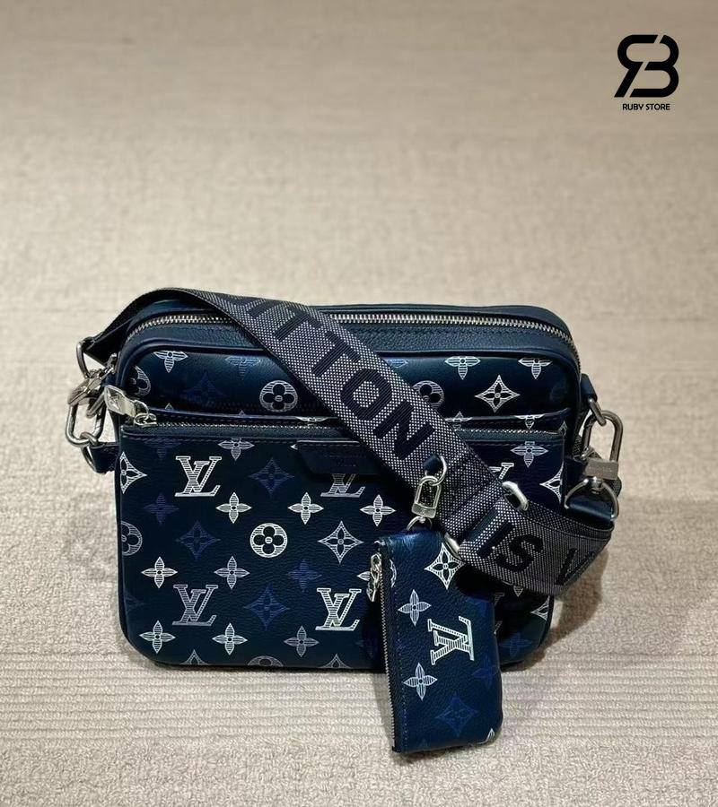 Túi LV Trio Messenger Bag M28618 Monogram Shadow Navy Blue Best Pháp sang trọng