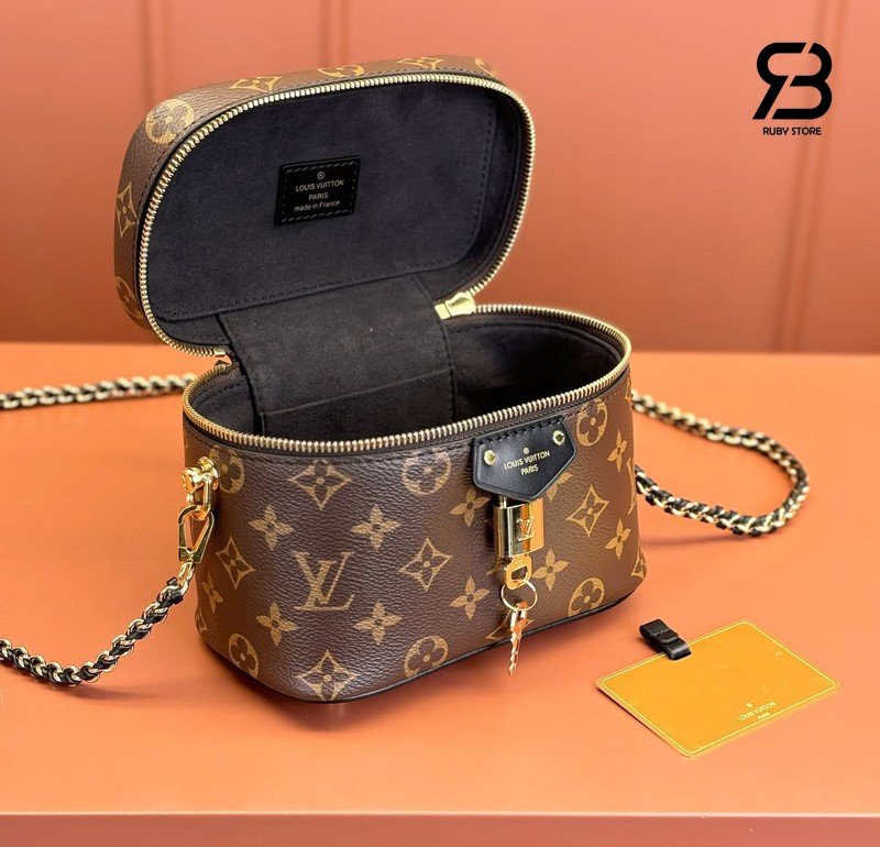 Túi LV Vanity PM Monogram Reverse Canvas M47128 Màu Nâu Best Pháp chi tiết 6
