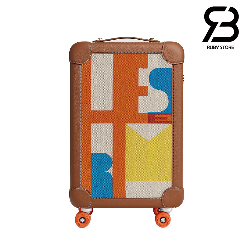 Vali R.M.S Cabin suitcase 'Hermès Pacific' H Plume Canvas và Taurillon Leather Màu Cam