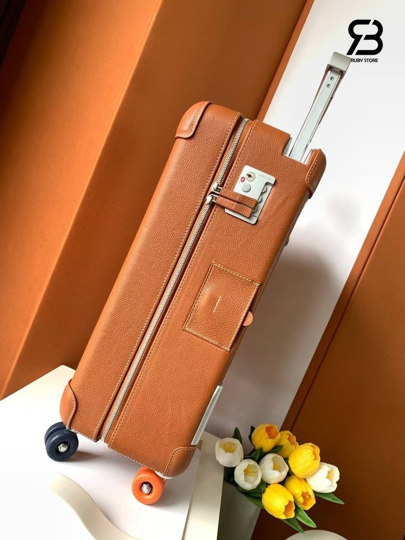 Vali R.M.S Cabin suitcase 'Hermès Pacific' H Plume Canvas da Taurillon màu cam