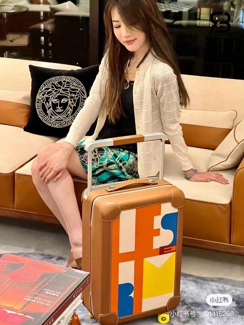 Vali R.M.S Cabin suitcase 'Hermès Pacific' H Plume Canvas và Taurillon Leather Màu Cam